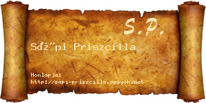 Sápi Priszcilla névjegykártya